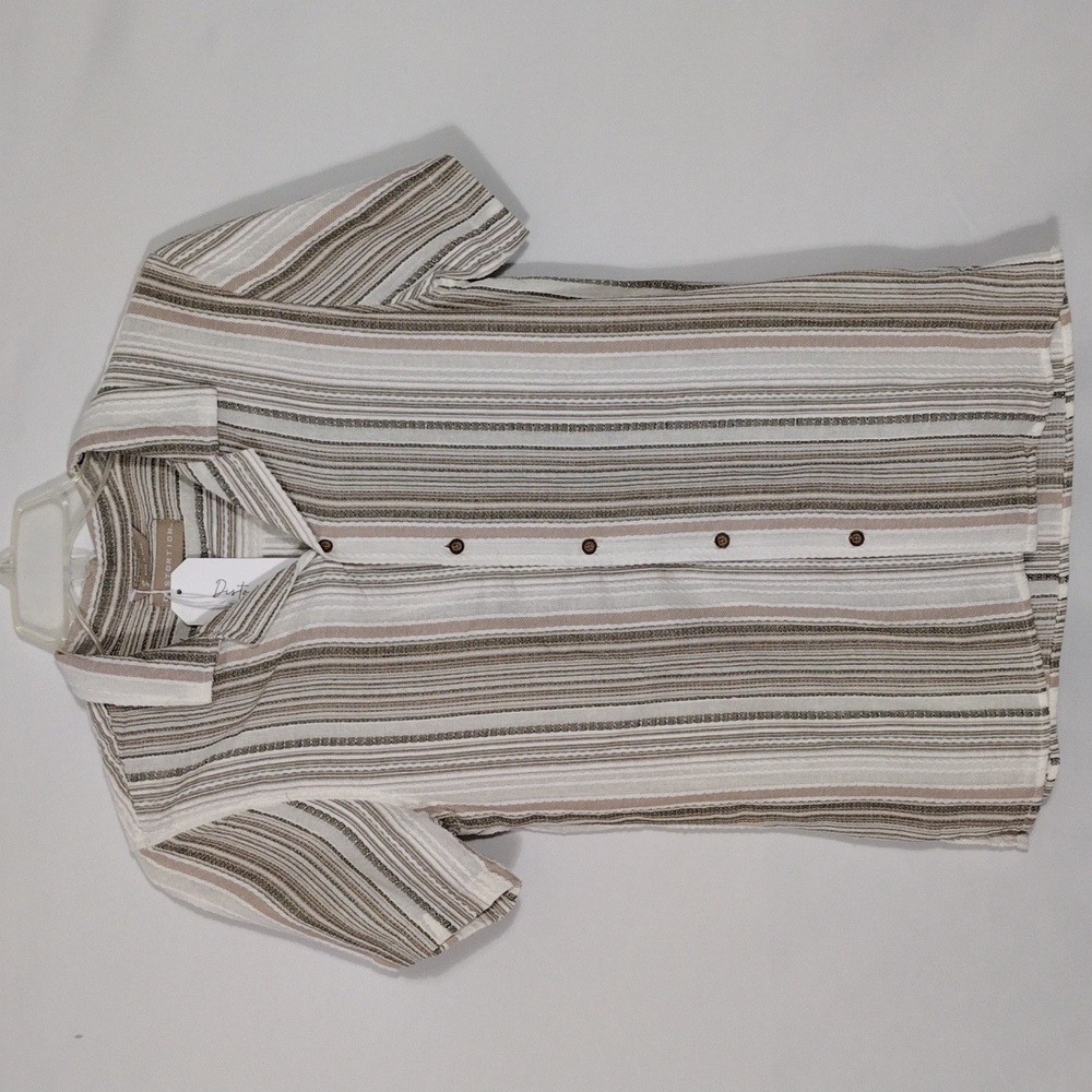 NWT Distortion Olive Textured Multi Colored Short Sleeve Button Down Mens Sz Sm